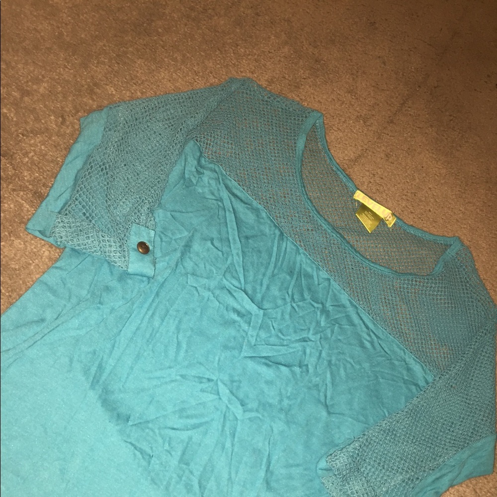Teal see-through shirt